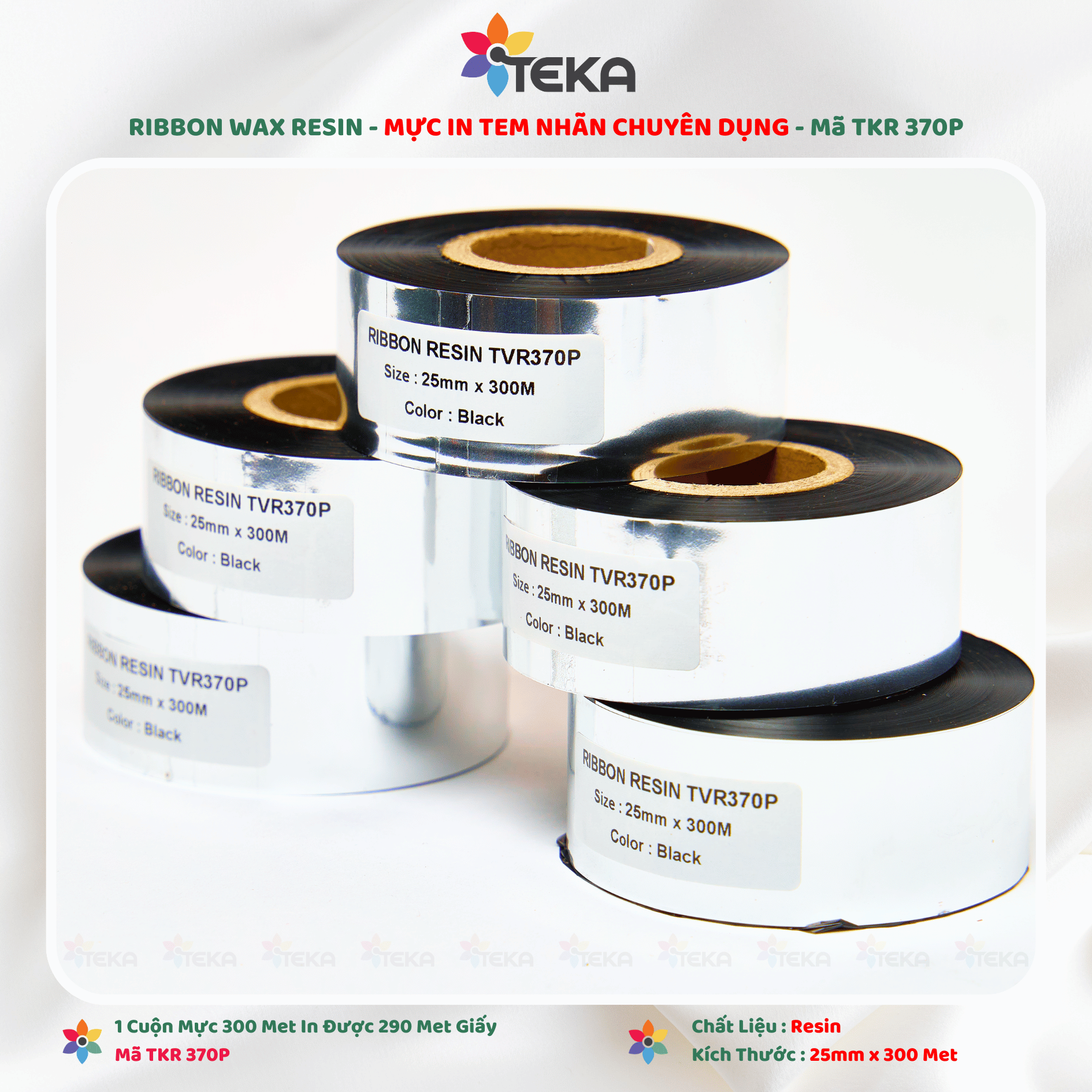 25MM X 300 MET – R370P – Ribbon Mực In Tem Nhãn Màu Đen 25MM X 300 MET – R370P – Ribbon Mực In Tem Nhãn Màu Đen